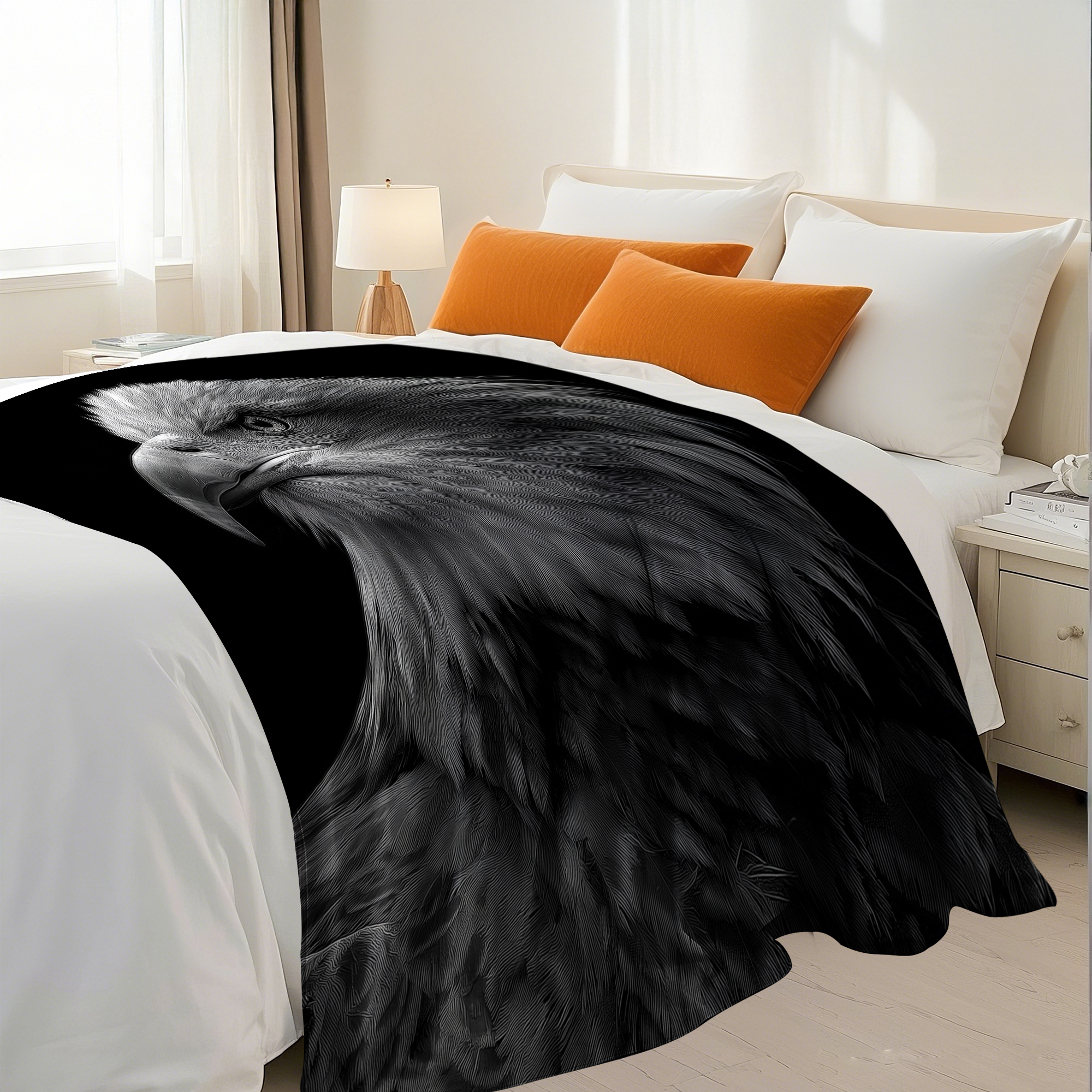 Flannel Fleece Throw Blanket, Soft Large Throw Blanket, Lightweight Cozy Plush Throw Blanket Fit Sofa Bed, 30"x40", Eagle