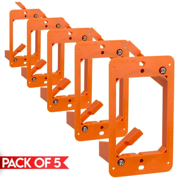 Cmple - [5 Pack] Low Voltage Mounting Bracket, 1 Gang Drywall Mounting Bracket with Screws for Single Gang Wall Plate, Cut In Wall Plate Mount for Network, Telephone, HDMI, Coaxial