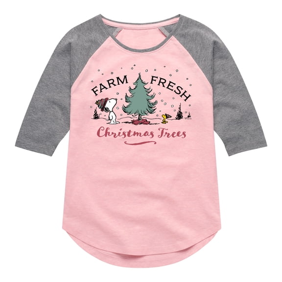 Peanuts - Farm Fresh Trees - Toddler & Youth Girls Raglan Graphic T-Shirt