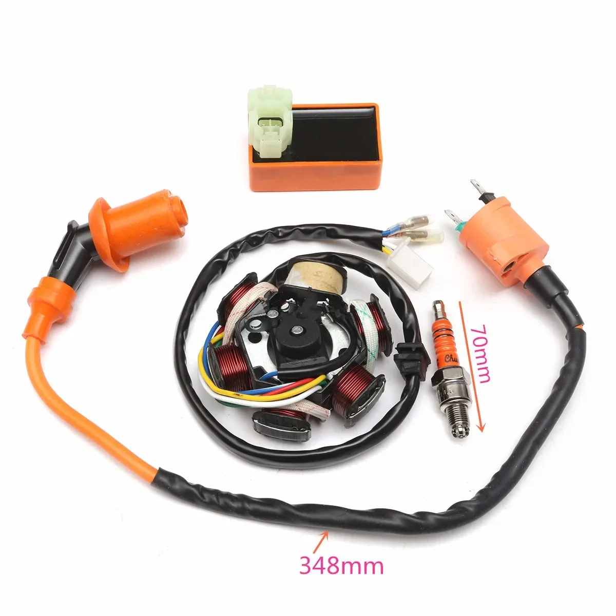 Racing Ignition Coil CDI Spark Plug Moped Magneto Stator 4 pcs/Set For 49cc 50cc GY6 Scooter