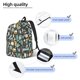 thumbnail image 3 of Disketp Moose Squirrel owls tree print Canvas Backpack Lightweight Travel Daypack Student Rucksack Laptop Backpack-Medium, 3 of 5