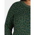 thumbnail image 3 of Terra & Sky Women's Plus Size Scoop Neck Leopard Print Sweater Dress, 0X-4X, 3 of 4