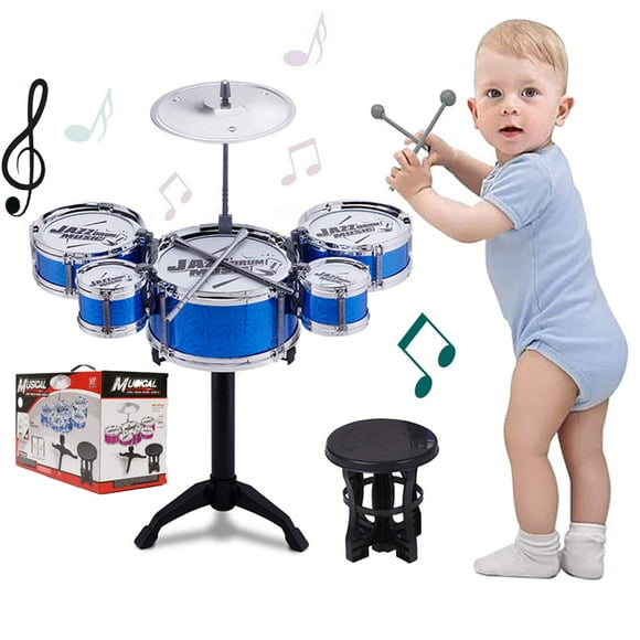 SKLOER Ensemble de Tambours pour Enfants Ensemble d'Instruments Éducatifs Percussion Stimulant la Créativité des Enfants Garçons et Filles Bleu