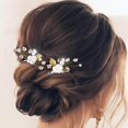 thumbnail image 1 of Asooll Flor Novia Boda Horquilla Perla Nupcial Clip Cristal Tocado Accesorios Para El Cabello Para Mujeres Y Niñas (Oro), 1 of 1