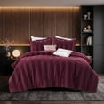 thumbnail image 2 of Regency Heights Full Size Velvet Striped Comforter Set, 5-Piece Luxury Comforter Bed Set for All Seasons, Burgundy Cozy Bedding Sets with Decor Pillows, 2 of 11