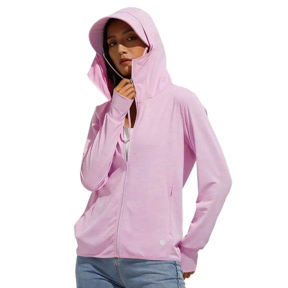 cocolona Womens Summer Sunscreen Jacket Lightweight Hoodie Long Sleeve Sun Shirts Workout Hiking Solid Color Tops