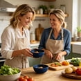 thumbnail image 5 of HHGBAD Embellished Floral Serving Bowl, Round Plastic Cereal Bowl, Ideal for Breakfast, Snacks, Soup, Perfect for Family Meals and Gatherings, Great for Home Chefs, Navy Blue, 5 of 7