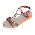 thumbnail image 6 of Rokment Boho Platform Wedge Dress Sandals for Women 2026 Beach Summer Ethnic Colorful Linen Sole Memory Foam Espadrilles High Heels Slingback Sandals E Size 10, 6 of 7