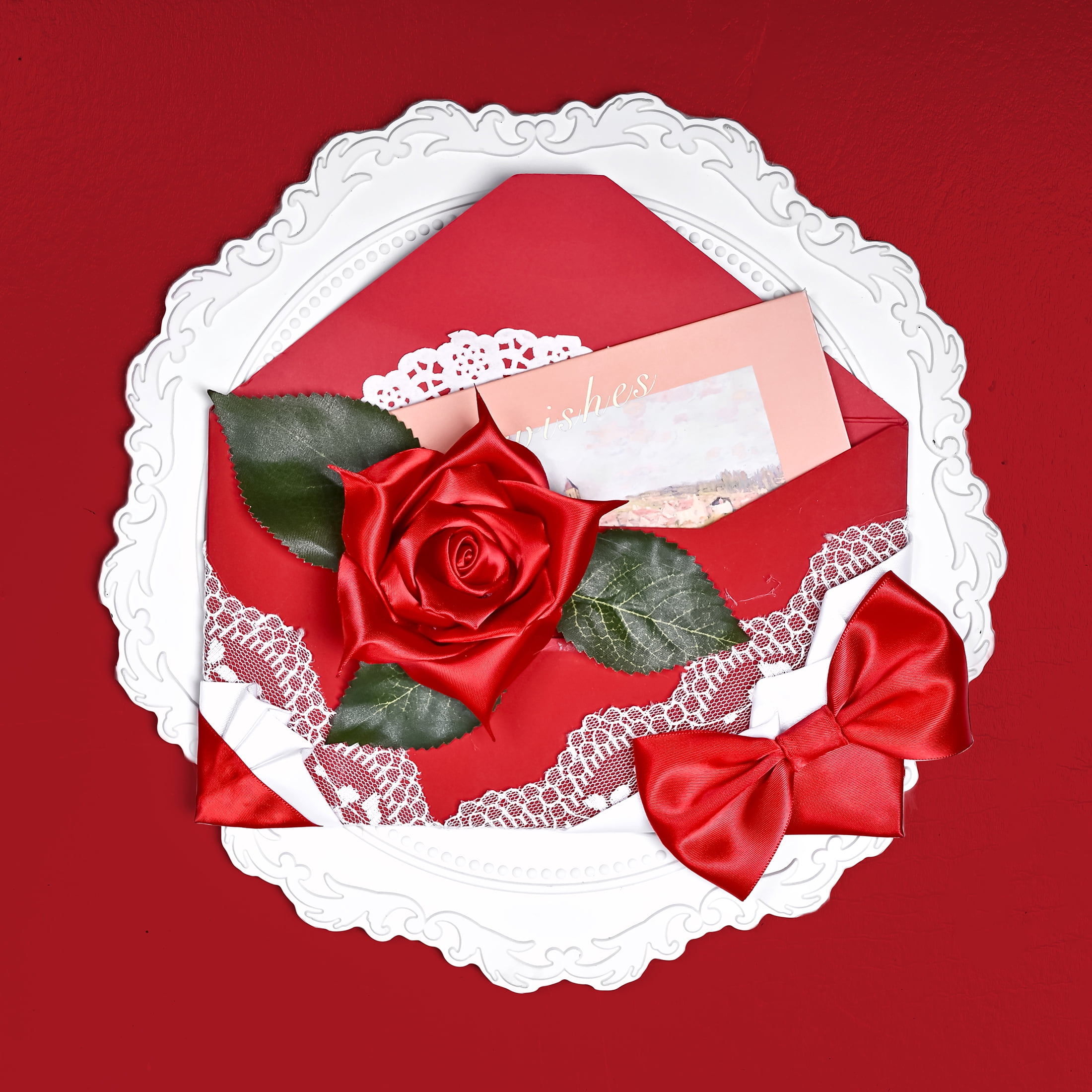 Gwen Studios 2.25" Red Satin Ribbon, 7 Yards
