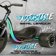 Madd Gear Drift Trike - Strong Steel Frame Tricycle - Adjustable Seat Black Green Machine for 5 Yrs + Neochrome