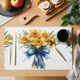 thumbnail image 2 of Yellow Spring Floral Placemats Set of 4 Blue Bow Knot Botanical Green Place Mats Indoor Wipeable Table Mats Washable Cloth Dining Table Placemats for Kitchen Holiday Party Home Decor 13x19 Inch, 2 of 9