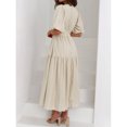 thumbnail image 5 of Apricot Womens Long Casual A-Line Dress With Puff Sleeves, Pleated Waist And Flared Ruffle Hem, 5 of 5