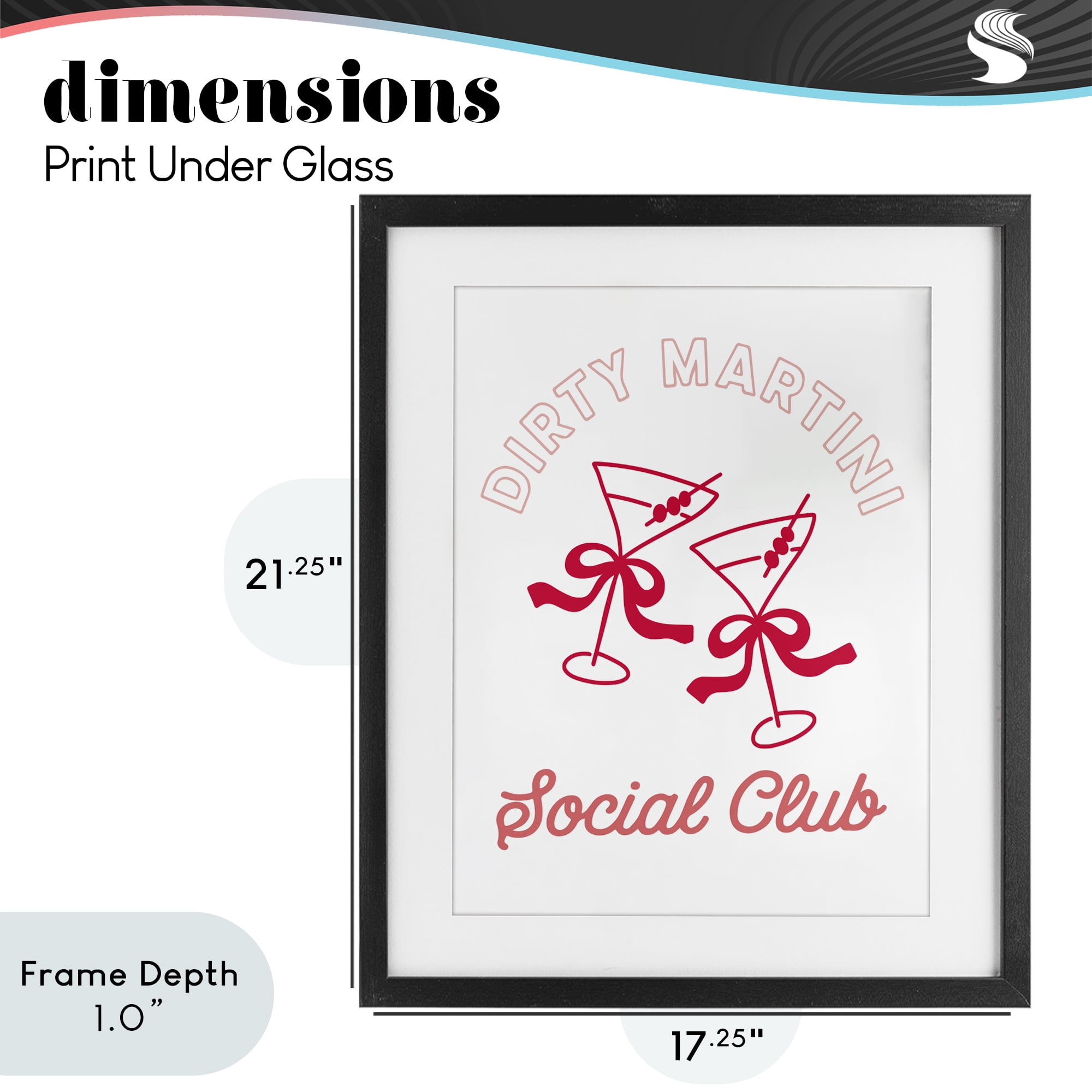 Stupell Industries Pink Martini Social Club Black Framed Print Under Glass, design by Lettered and Lined
