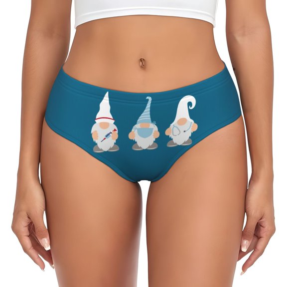 Womens Underwear - Nurse Doctor Gnomes No Show Seamless Underwear for Women, Stretch Women's Panties, Hipster Soft Comfort Ladies Panties Bikini Underwear Briefs
