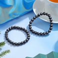 thumbnail image 3 of Pulsera de shungita de 2 piezas con cuentas de shungita de 8 mm, cristales de protección EMF, piedras elásticas energéticas para hombres y mujeres., 3 of 5