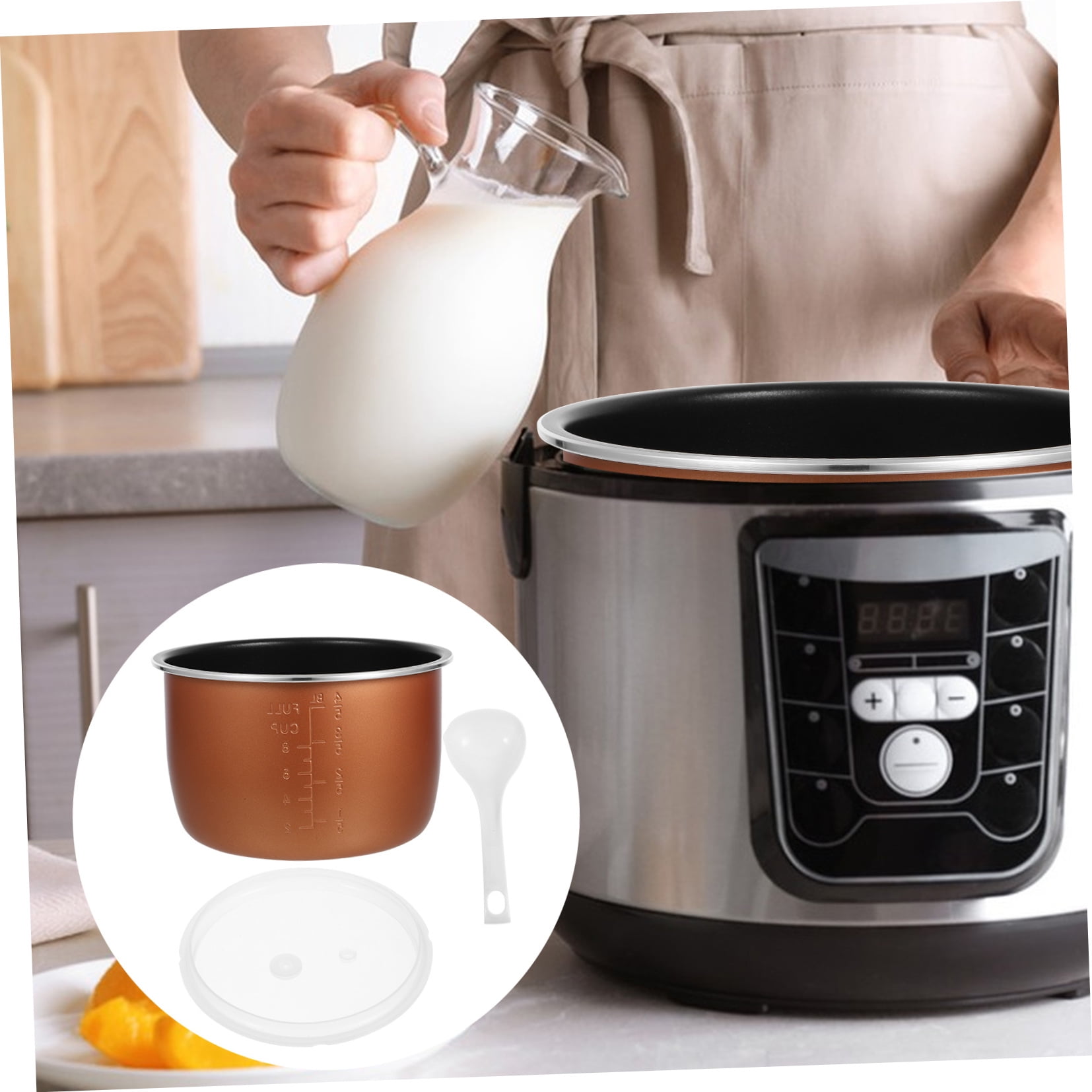 OUNONA Stainless Steel Inner Pot Replacement for Rice Cooker, High Pressure Cooking Accessory for Home Use