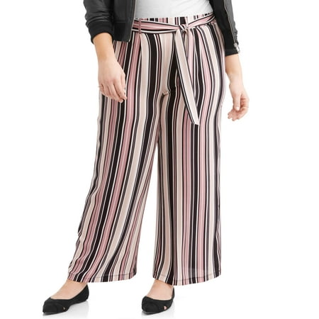 New Look Sport Junior's Plus Striped Linen Pants