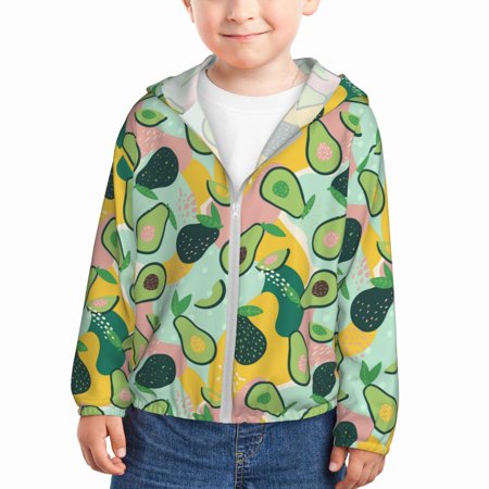 

Goofa Avocado Printed Kids Zip-Up Hoodie Girls Boys UPF50+ Sun Protection Jacket Hooded Cooling Shirt-2 Years