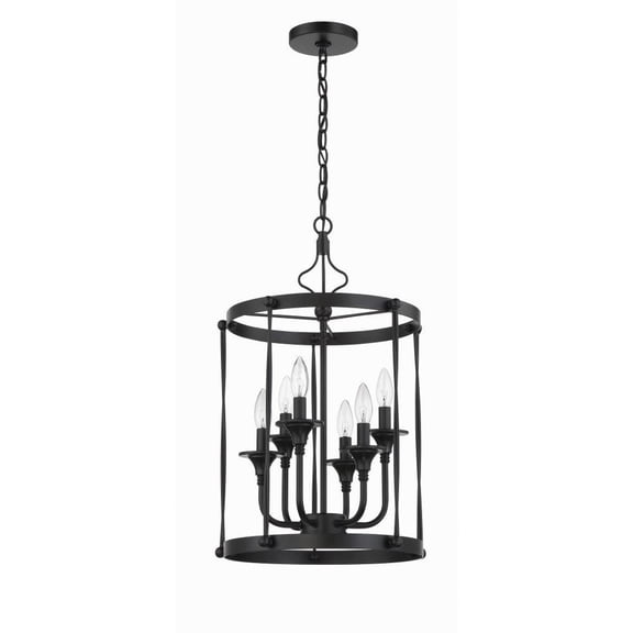6 Light Cage Foyer in Traditional Style-23.98 inches Tall and 15 inches Wide-Flat Black Finish Bailey Street Home 139-Bel-4926733