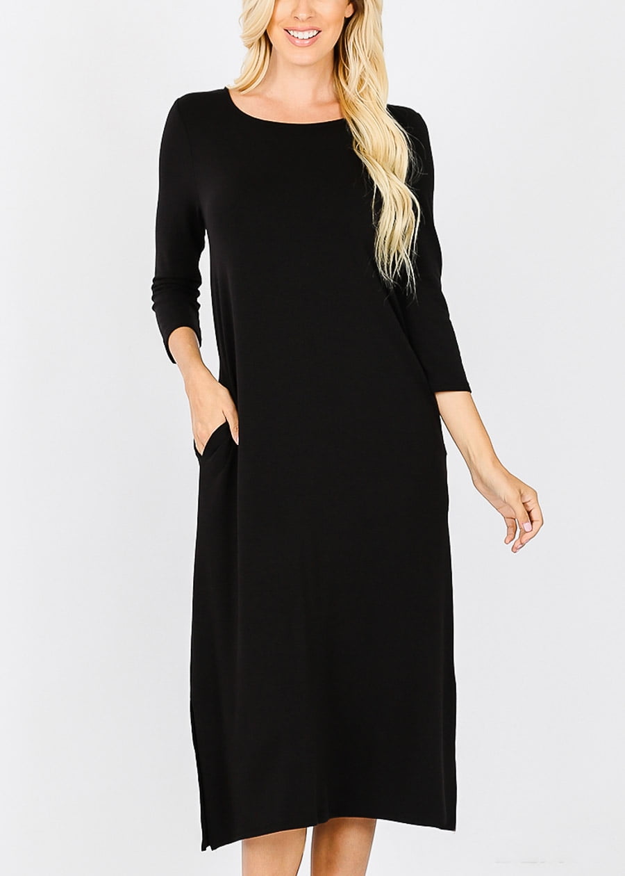 black quarter sleeve dress