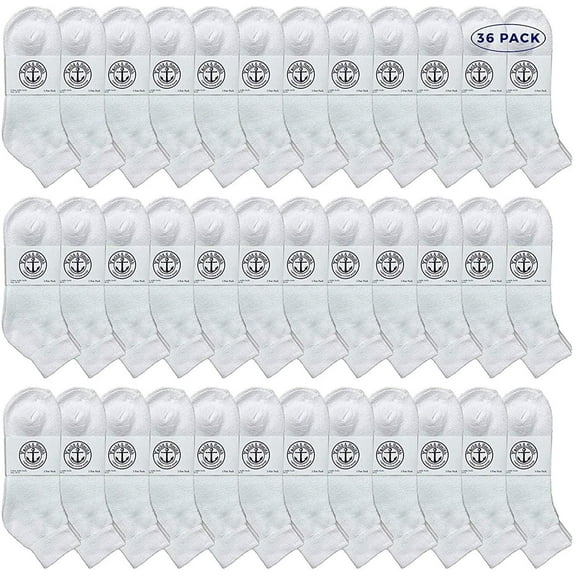 36 Pairs Of Yacht & Smith Men Wholesale Cotton Sport Athletic Mid Ankle Socks Bulk Case Pack Size 10-13 (White)