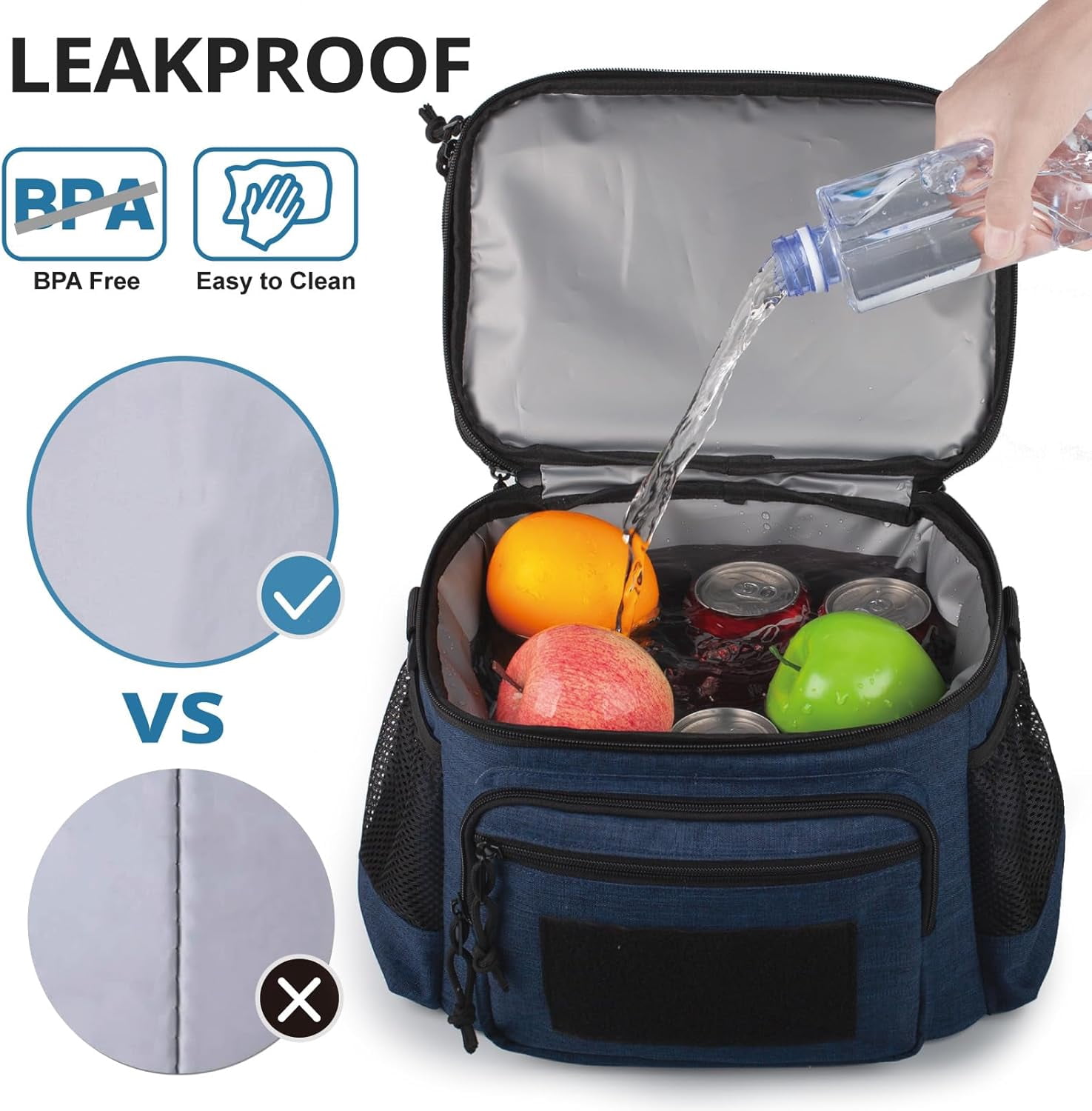 ATRIPACK Double Deck Lunch Box for Men, Lunch Cooler Bag Work with Shoulder Strap Webbing Large Capacity Leakproof Insulated(19.5 Blue)
