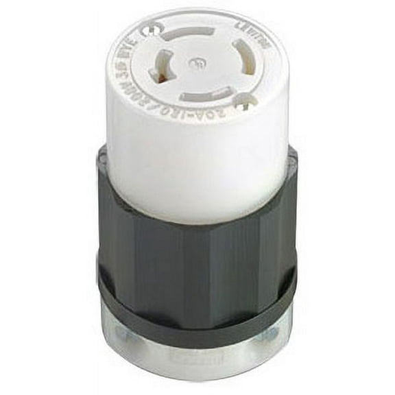 Leviton 7413-C 20 Amp, 120/208 Volt, 3PY, Locking Connector, Industrial Grade, Non-Grounding, Black-White
