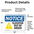 thumbnail image 2 of (2 Pack) Elevator Out Of Order OSHA Notice Sign 14 Inch X 10 Inch Vinyl Label Decal Sticker Weather Resistant, UV Protected for Workplace, Business, and Construction Site, Made in the, 2 of 7