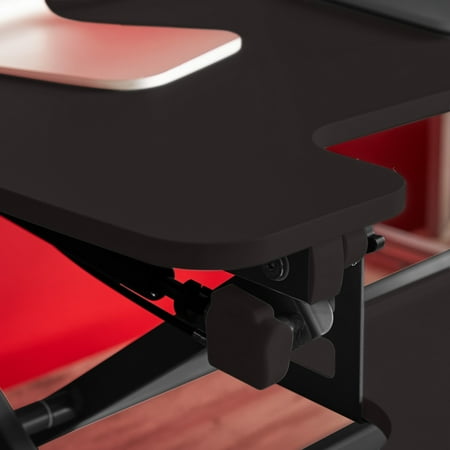 True Seating - Ergo Height Adjustable Standing Desk Converter, Large - Black