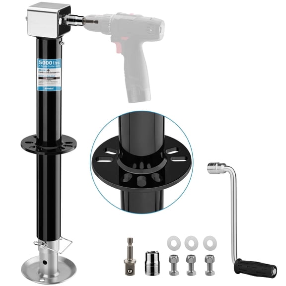 Kohree 5000 lbs A-Frame Trailer Jack, 37.2”Max Height Adjustable, 20-24V Cordless Drill Compatible, 25" Vertical Travel for Utility Trailer, Yacht Trailer