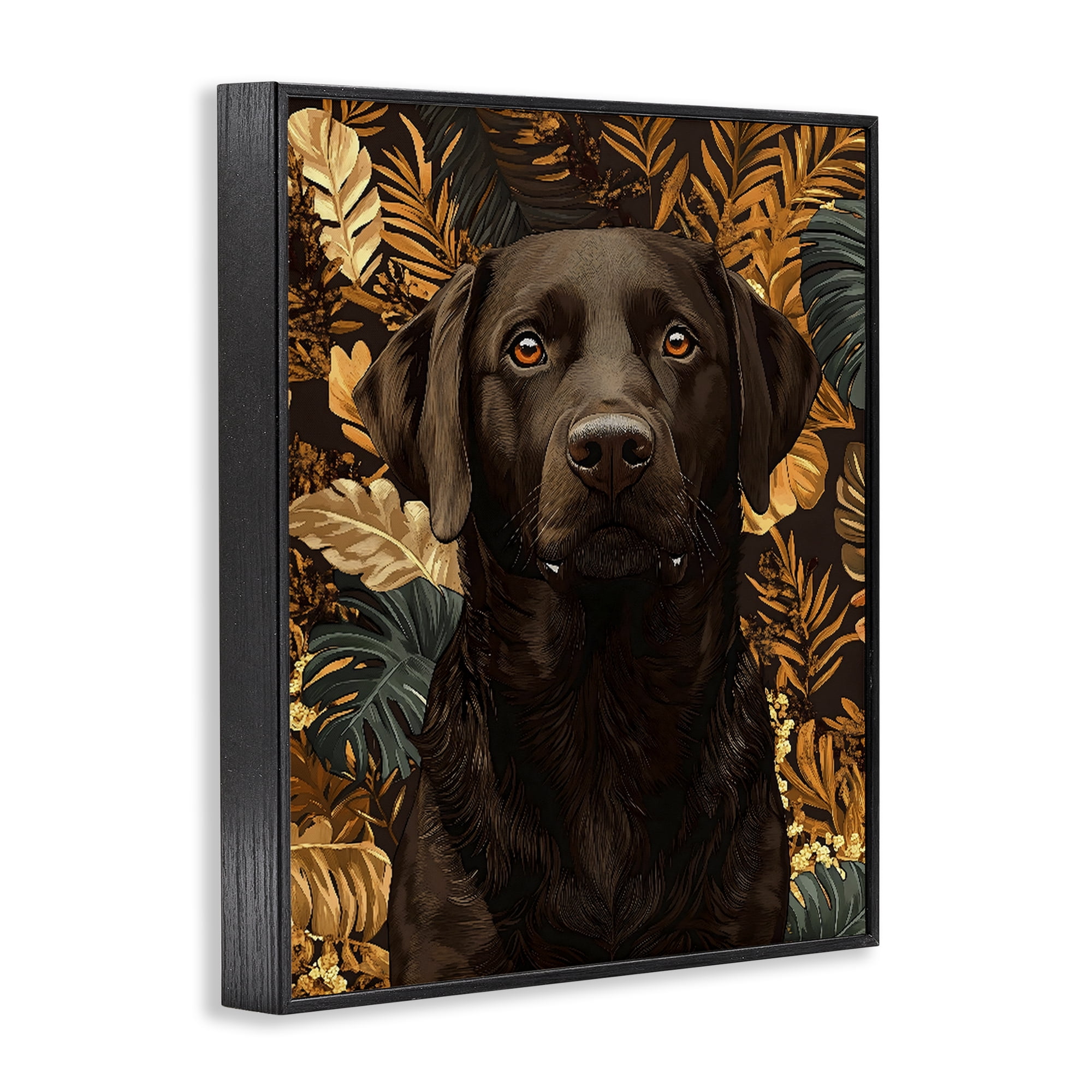 Stupell Industries Labrador with Golden Leaves Black Framed Giclee Art, design by Creative Studio