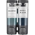 thumbnail image 1 of Dispensador de champú y acondicionador, dispensador de jabón de ducha de 2 cámaras, sin taladro, de pared, para ducha, baño, hotel, gran capacidad, color negro, Changmaius, 1 of 8