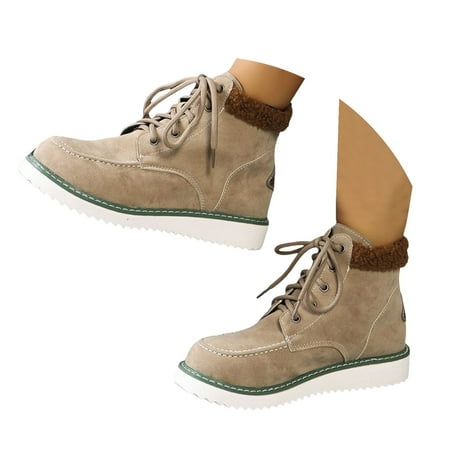 

Mepaouo Ankle Boots for Women Hidden Wedges Suede Non Slip Winter Warm Walking Snow Booties(Khaki 8)