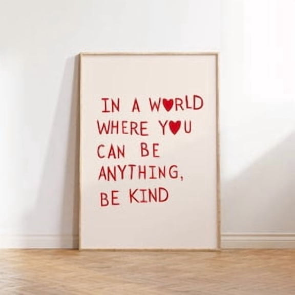 Be Kind Heart Quote Poster, 8x12 UNFRAMED