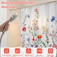 thumbnail image 3 of Dznils White Floral Fabric Shower Curtain, Watercolor Floral Bathroom Curtain with Hooks, Pink, 72" x 72", 3 of 11