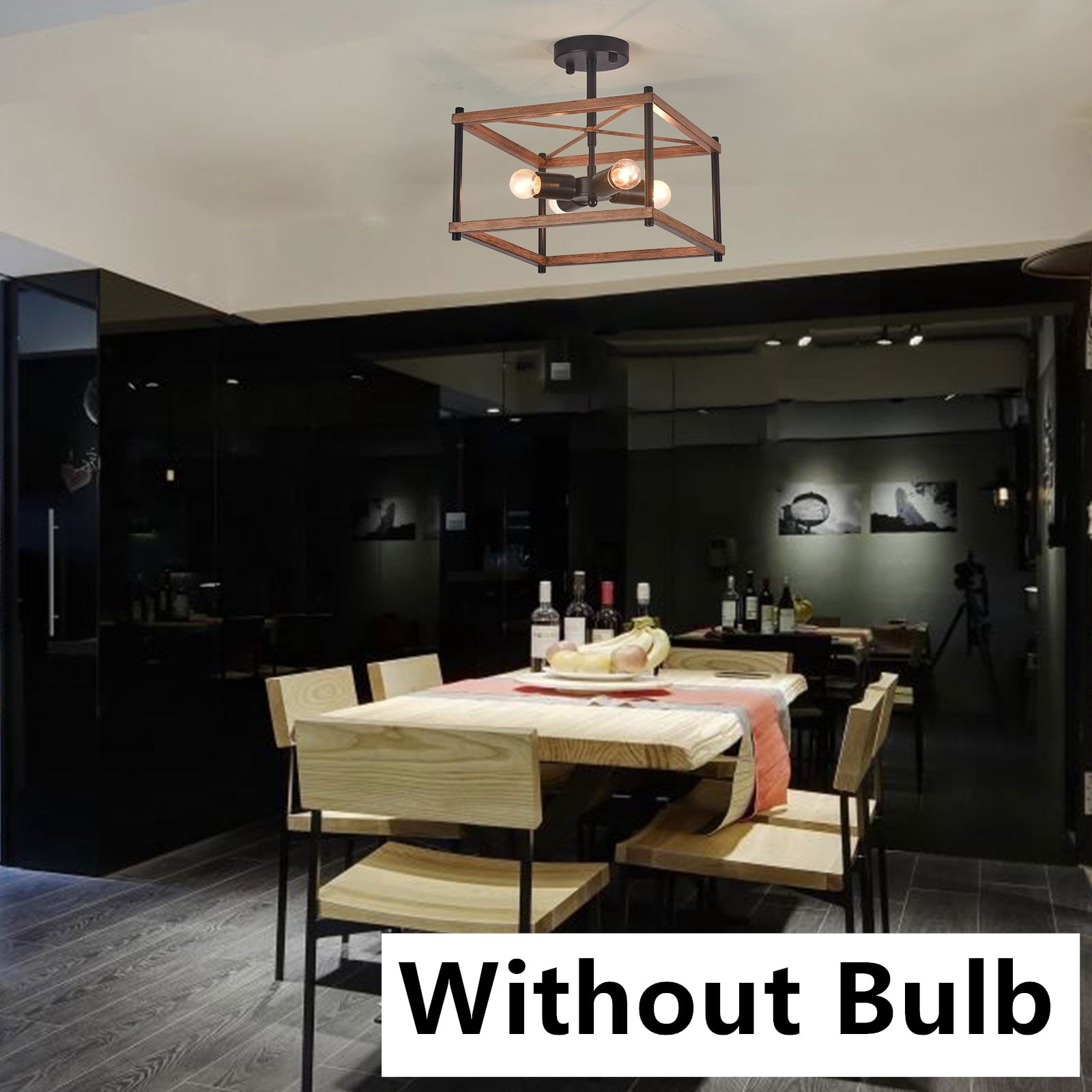 Licperron Semi Flush Mount Ceiling Light, 4 Pack Black Industrial Cage Fixture, E26 Base, UL Approved, For Farmhouse Porch Kitchen