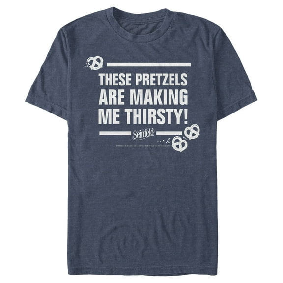 Men's Seinfeld These Pretzels are Making Me Thirsty  Graphic Tee Navy Blue Heather X Large