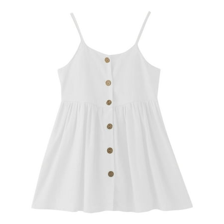 

QBGSAY Toddler Girls Dress Summer Sleeveless Solid Color Dress Party For Children Clothes Fashion Sweet Cute Dresses