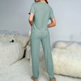 thumbnail image 5 of VISALY Womens Pajama Sets Matching Pajama Set Sleepwear Comfy Lounge Set Soft Short Sleeve Round Neck Top Loose Pajama Pants Long Jogger Bottom Green S, 5 of 7