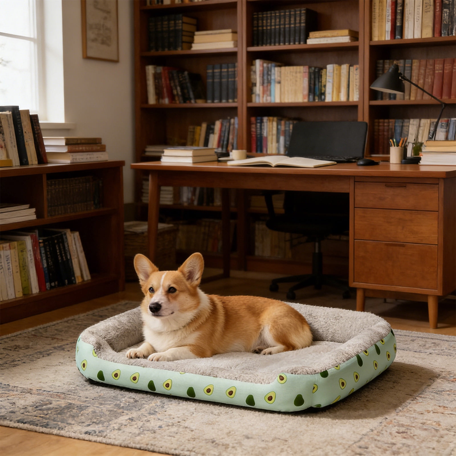 Orthopedic Dog Bed Soft Pet Sofa Mat Washable Crate Pad for Small Medium Dogs Cats Indoor(Green-L)