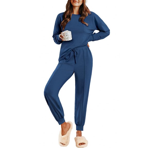 Ekouaer Lounge Sets for Women 2 Piece Jogger Pajama Long Sleeve Pants Loungewear Sweatsuits Casual Matching Outfits