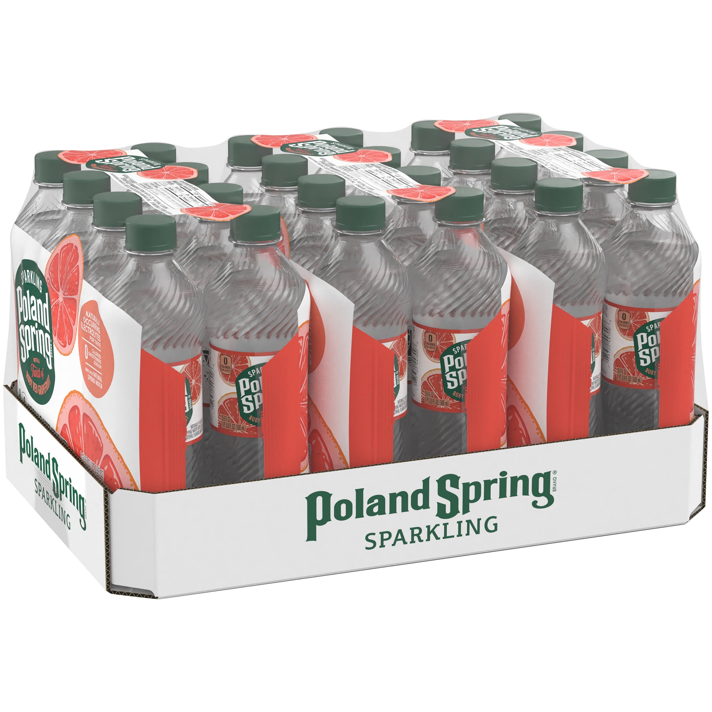 Poland Spring Sparkling Water, Ruby Red Grapefruit, 16.9 oz. Plastic Bottles (24 Count)