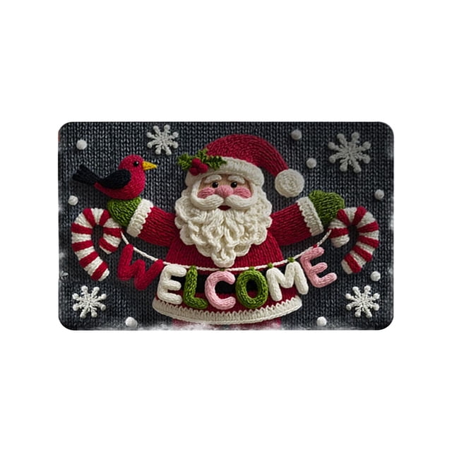 Christmas Rug, Christmas Floor Mat, Soft Washable Holiday Floor Mat for Home, Christmas Decorative for Living Room Bedroom Kitchen Entryway^