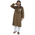 thumbnail image 5 of Atasi Menâ€™s Henley Solid Long Sleeve Kurta Mandarin Collar Ethnic Long Wear, 5 of 7