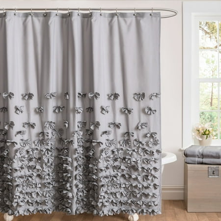 Lush Decor Juliet Bow Fabric Shower Curtain Walmart Com
