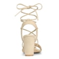 thumbnail image 4 of BLISSFUL STEP Women's Lace Up Block Heels Sandals, 4 of 7