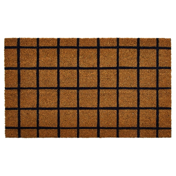 Mainstays Natural and Blue Grid Coir Outdoor Doormat, 18 in x 30 in
