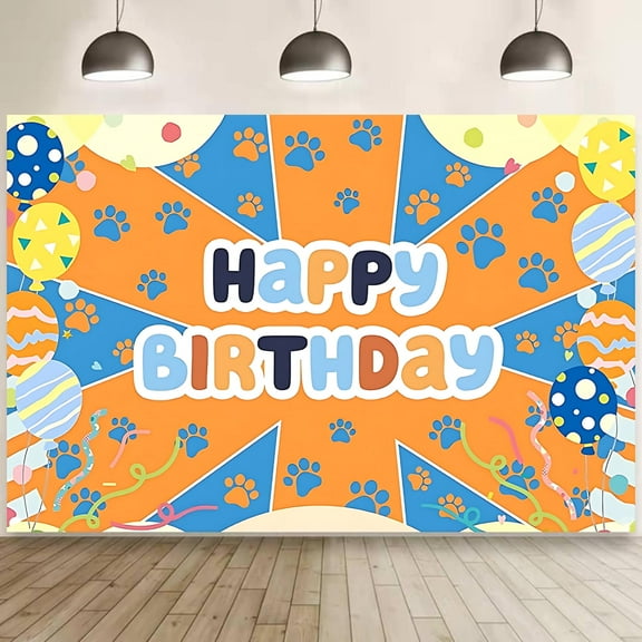 5x3ft Blue Dog Theme Backdrop Cartoon Photography Background Kids Boys Girls Birthday Party Decorations Photo Booth Banner Props