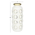 thumbnail image 3 of CosmoLiving by Cosmopolitan 16" White Ceramic Vase with Gold Circle Accents, 3 of 8