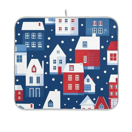 

Town Colorful Houses Dish Drying Mat Absorption Pad Kitchen Drainer Counter Dinning Table 16 x 18